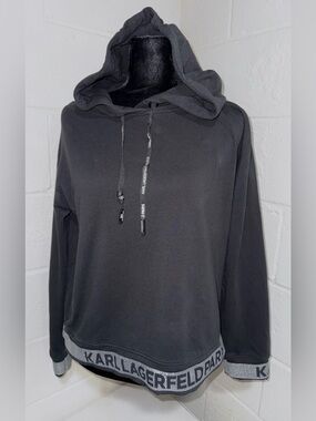 Karl Lagerfeld Paris Metallic Logo Band Hoodie M